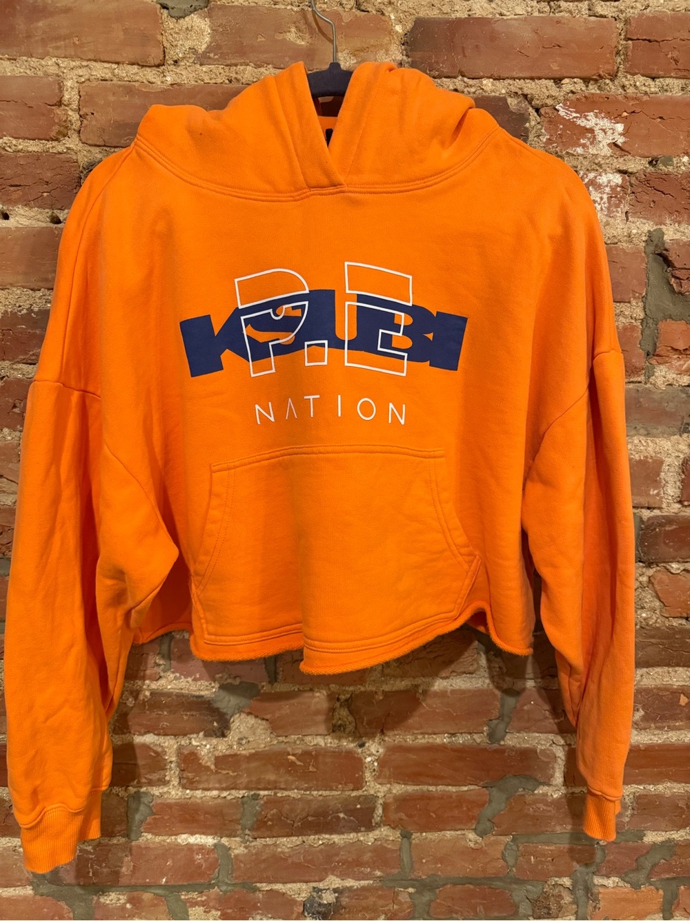 P.E Nation Orange Hoodie with Navy Logo